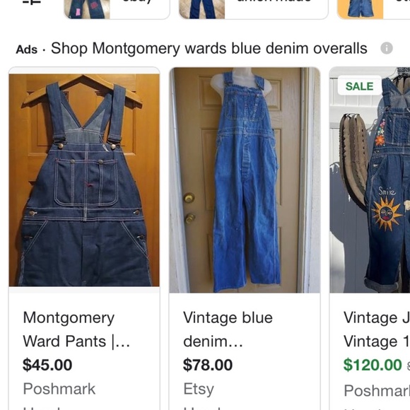 Old School MONTGOMERY WARDS Blue Denim Overalls - Picture 4 of 4